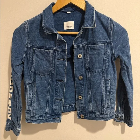 Excellent Burberry Logo Designer Blue Denim Jacket Kids size 8Y 128cm - Picture 3 of 15